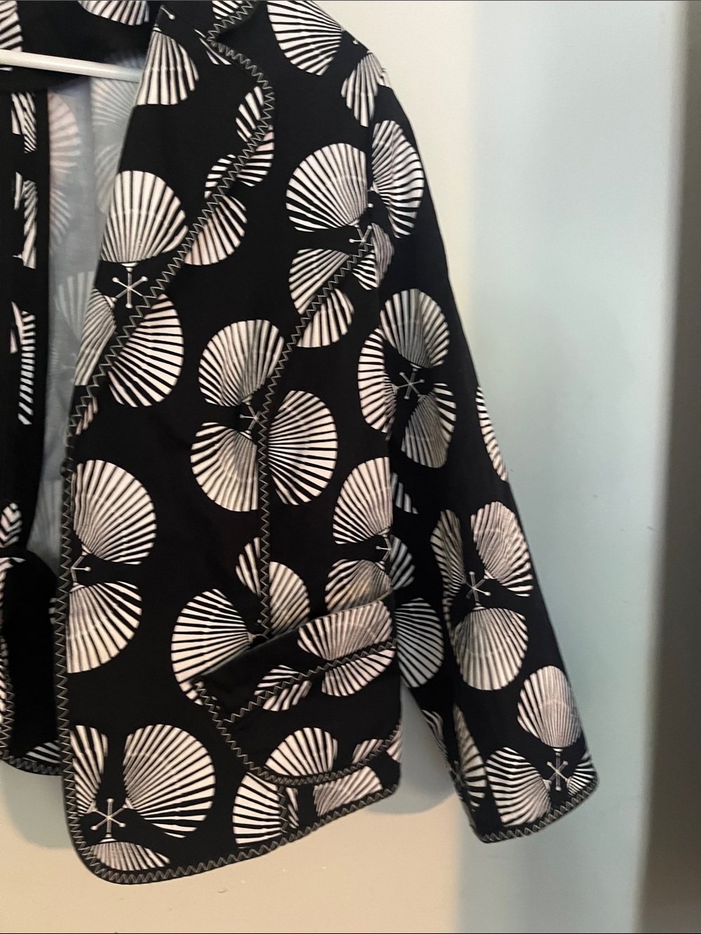 Ruby Rd. Black Jacket with White Circular Print - Picture 3 of 5